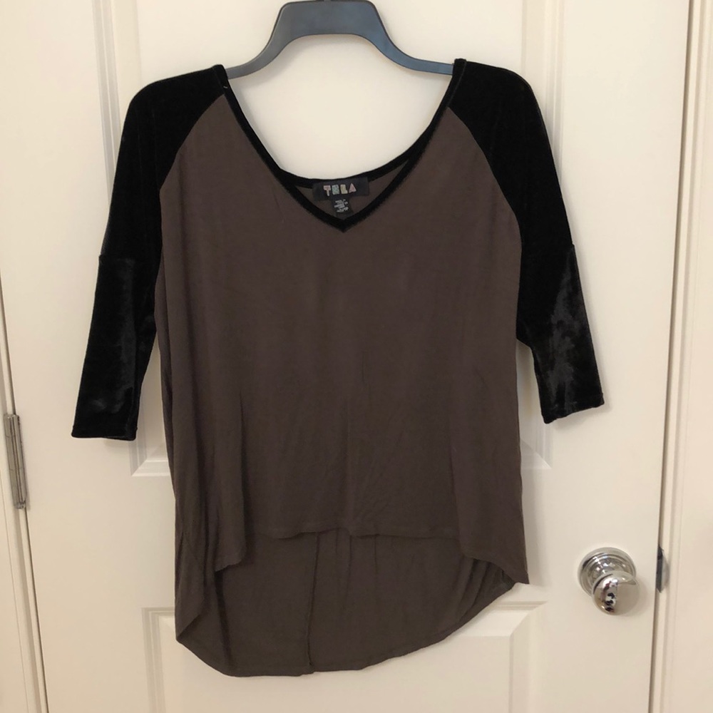 Velvet and army green top